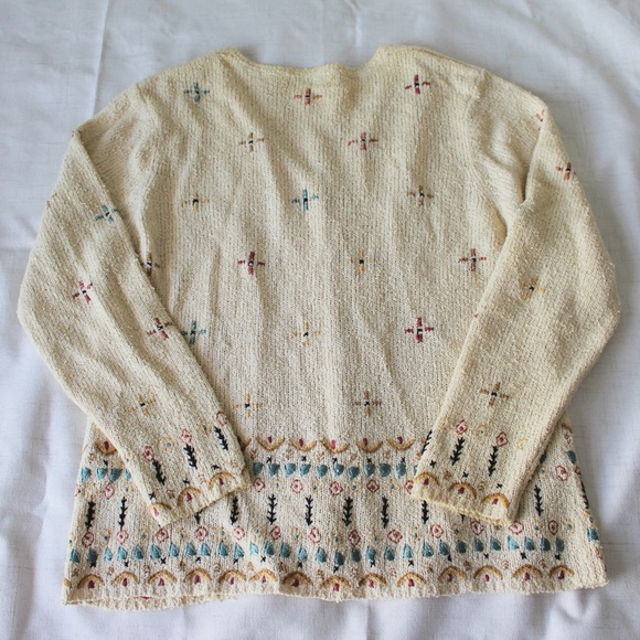 Vintage Portraits Silk & Linen Embroidered Boho Cardigan - Picture 2 of 12